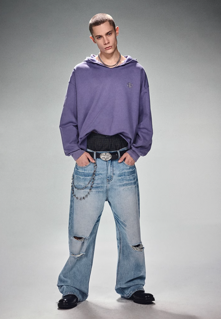 DICETINY Metal Wire Logo Cut Off Hoodie