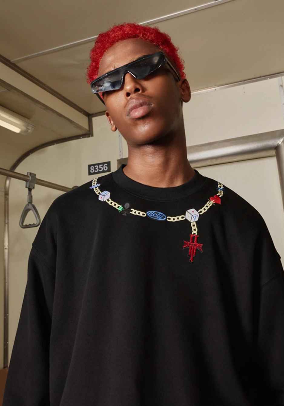 DICETINY Dice Chain Embroidered Sweatshirt