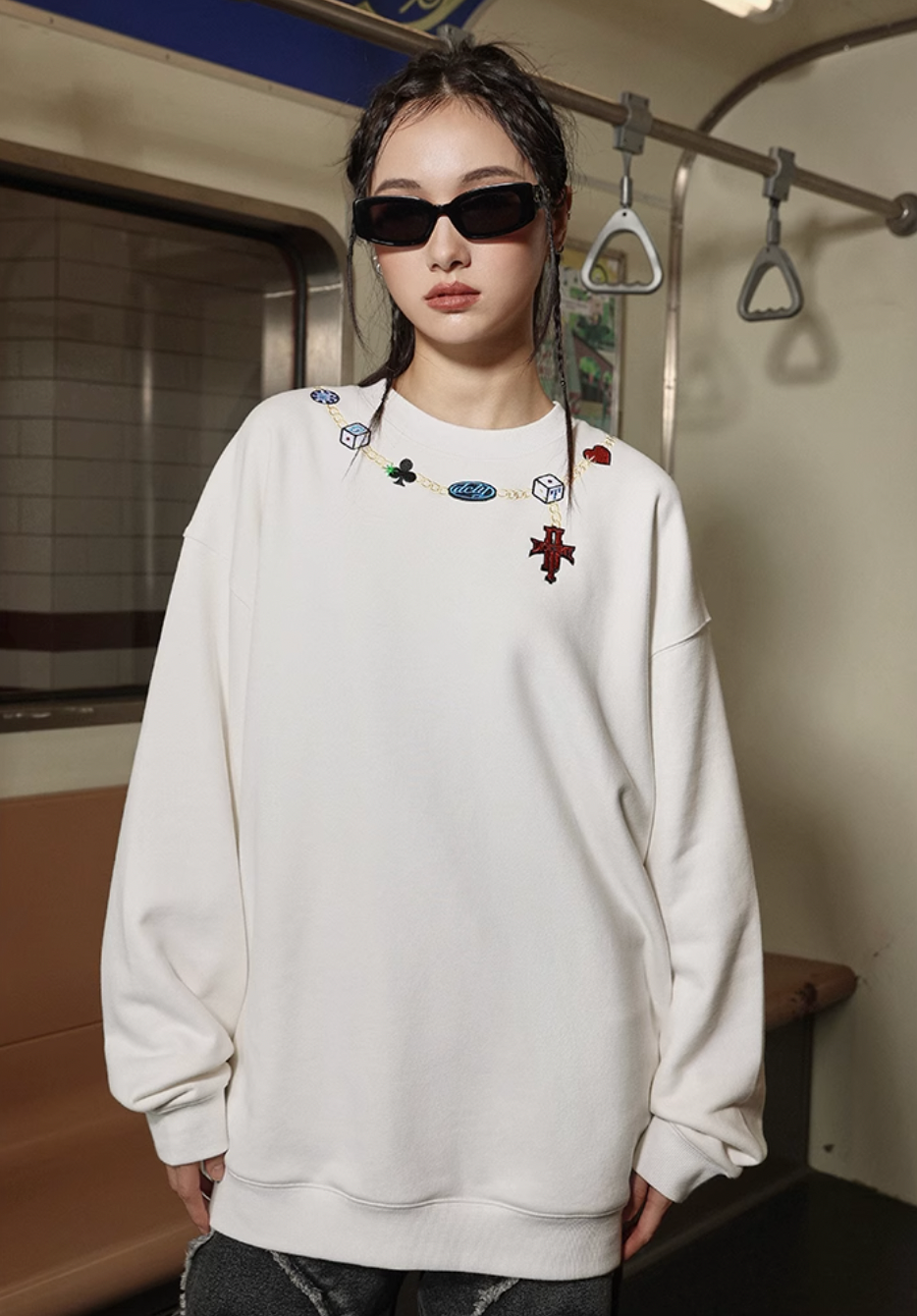 DICETINY Dice Chain Embroidered Sweatshirt