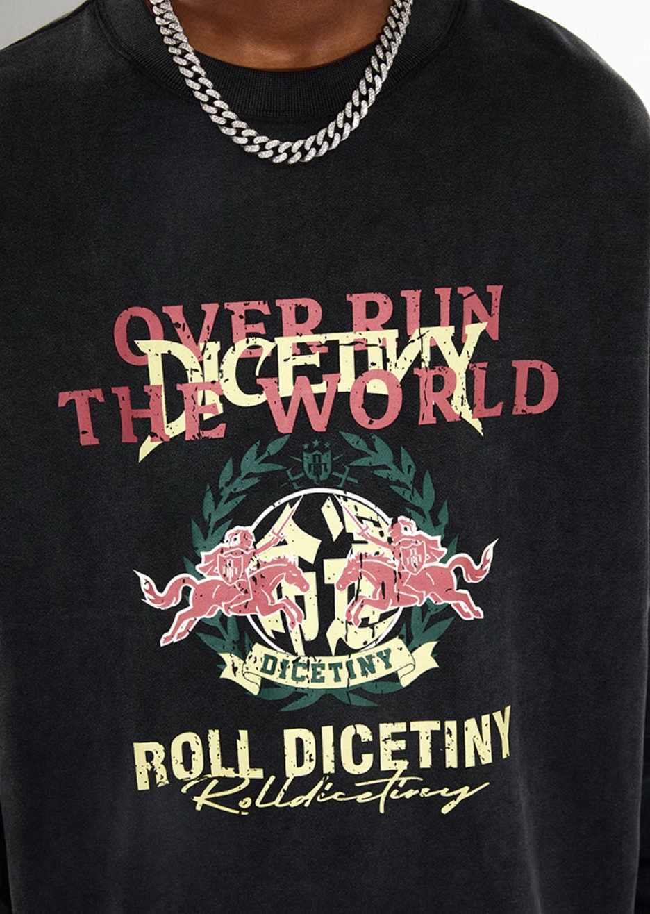 DICETINY Spoof Logo Print Washed Sweatshirt
