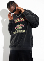 DICETINY Spoof Logo Print Washed Sweatshirt