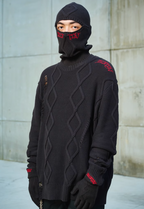 DICETINY Destruction Logo Embroidered Knit Sweater