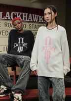 DICETINY Jacquard Logo Fleece Knit Sweater