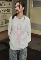 DICETINY Jacquard Logo Fleece Knit Sweater