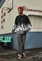 DICETINY Basic Logo Flame Destruction Knit Sweater