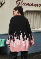 DICETINY Basic Logo Flame Destruction Knit Sweater
