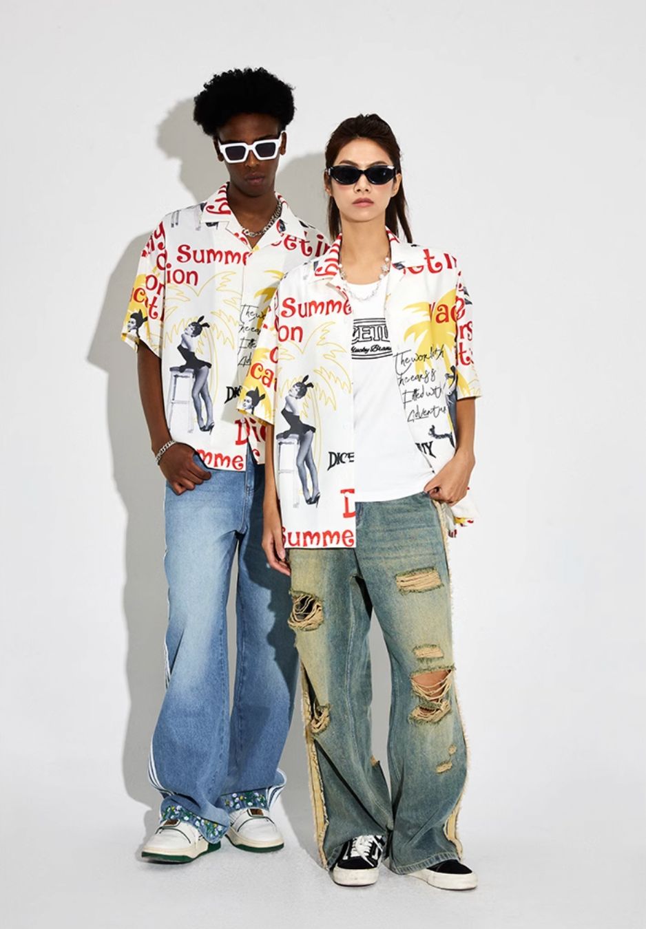 DICETINY Bunny Full Print Short Sleeved Cuban Shirt