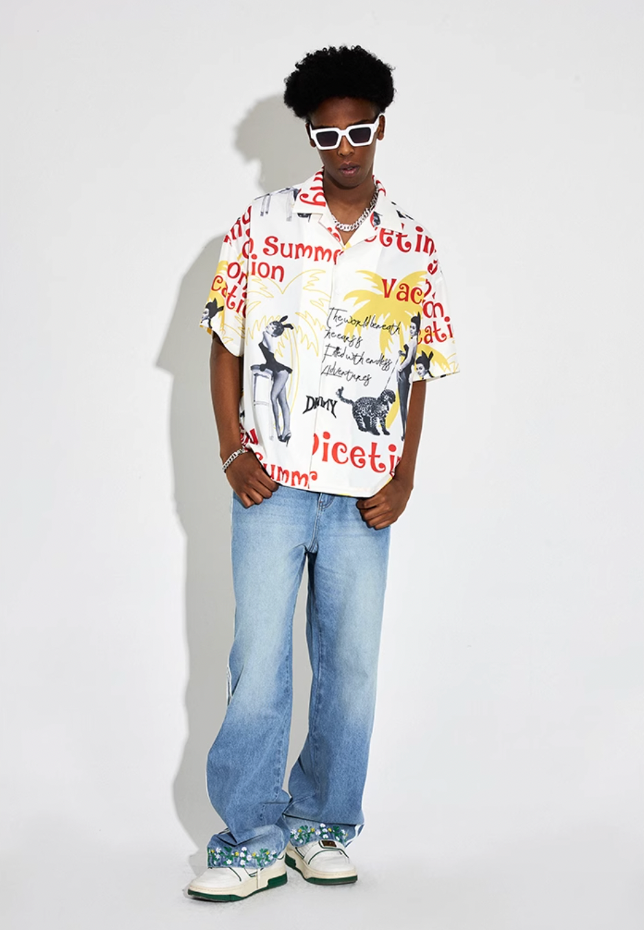 DICETINY Bunny Full Print Short Sleeved Cuban Shirt