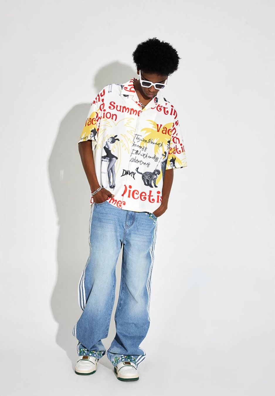 DICETINY Bunny Full Print Short Sleeved Cuban Shirt