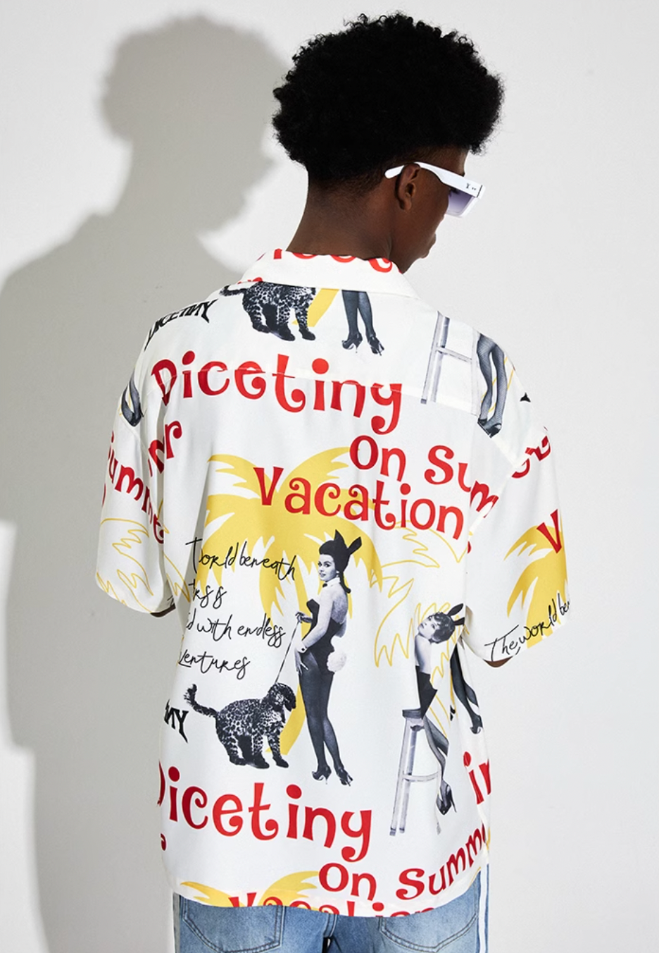 DICETINY Bunny Full Print Short Sleeved Cuban Shirt