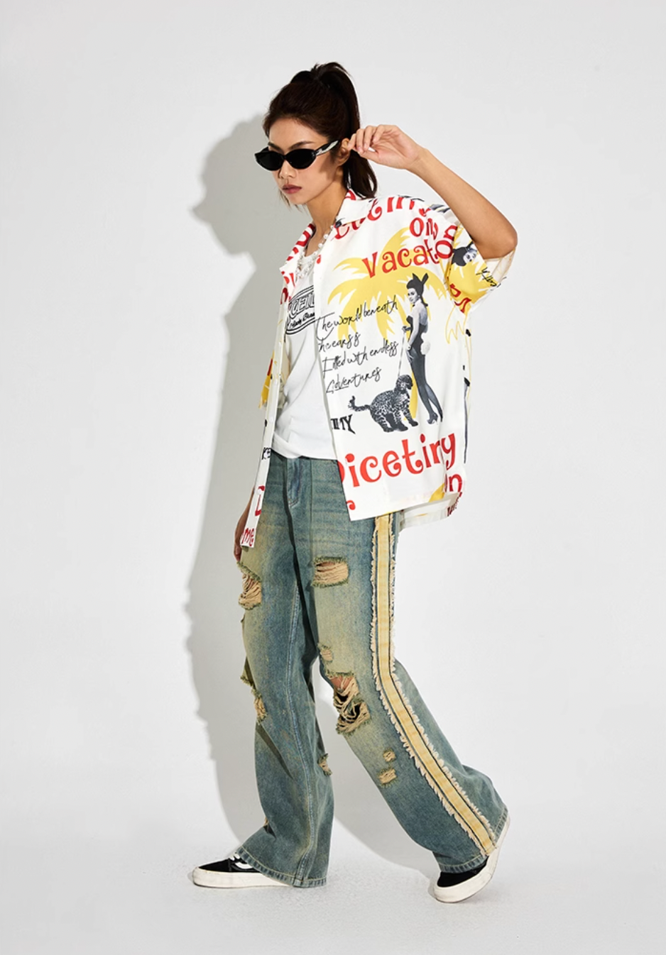DICETINY Bunny Full Print Short Sleeved Cuban Shirt