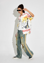 DICETINY Bunny Full Print Short Sleeved Cuban Shirt