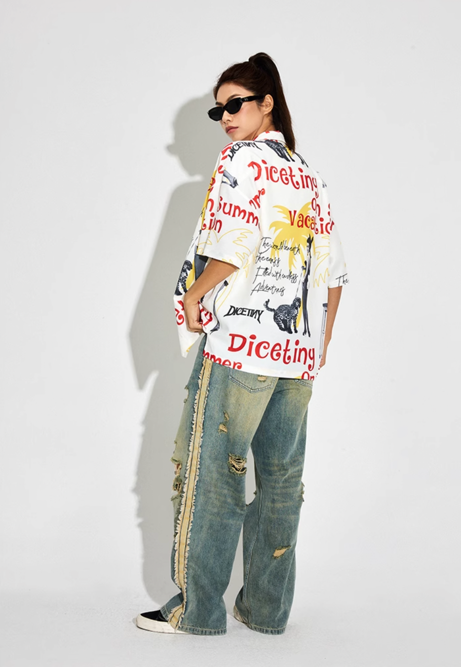 DICETINY Bunny Full Print Short Sleeved Cuban Shirt