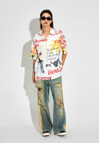 DICETINY Bunny Full Print Short Sleeved Cuban Shirt