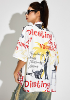 DICETINY Bunny Full Print Short Sleeved Cuban Shirt