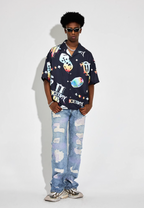 DICETINY Dice Logo Full Print Short Sleeved Cuban Shirt