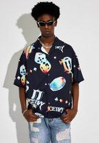 DICETINY Dice Logo Full Print Short Sleeved Cuban Shirt