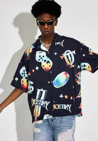 DICETINY Dice Logo Full Print Short Sleeved Cuban Shirt