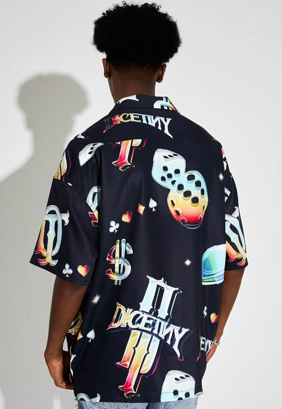 DICETINY Dice Logo Full Print Short Sleeved Cuban Shirt