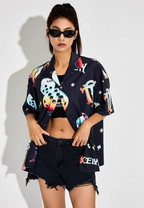 DICETINY Dice Logo Full Print Short Sleeved Cuban Shirt