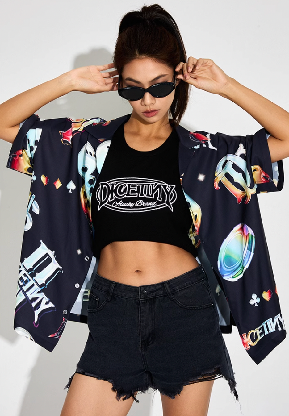 DICETINY Dice Logo Full Print Short Sleeved Cuban Shirt