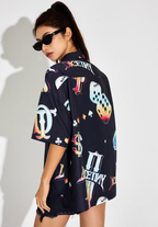 DICETINY Dice Logo Full Print Short Sleeved Cuban Shirt
