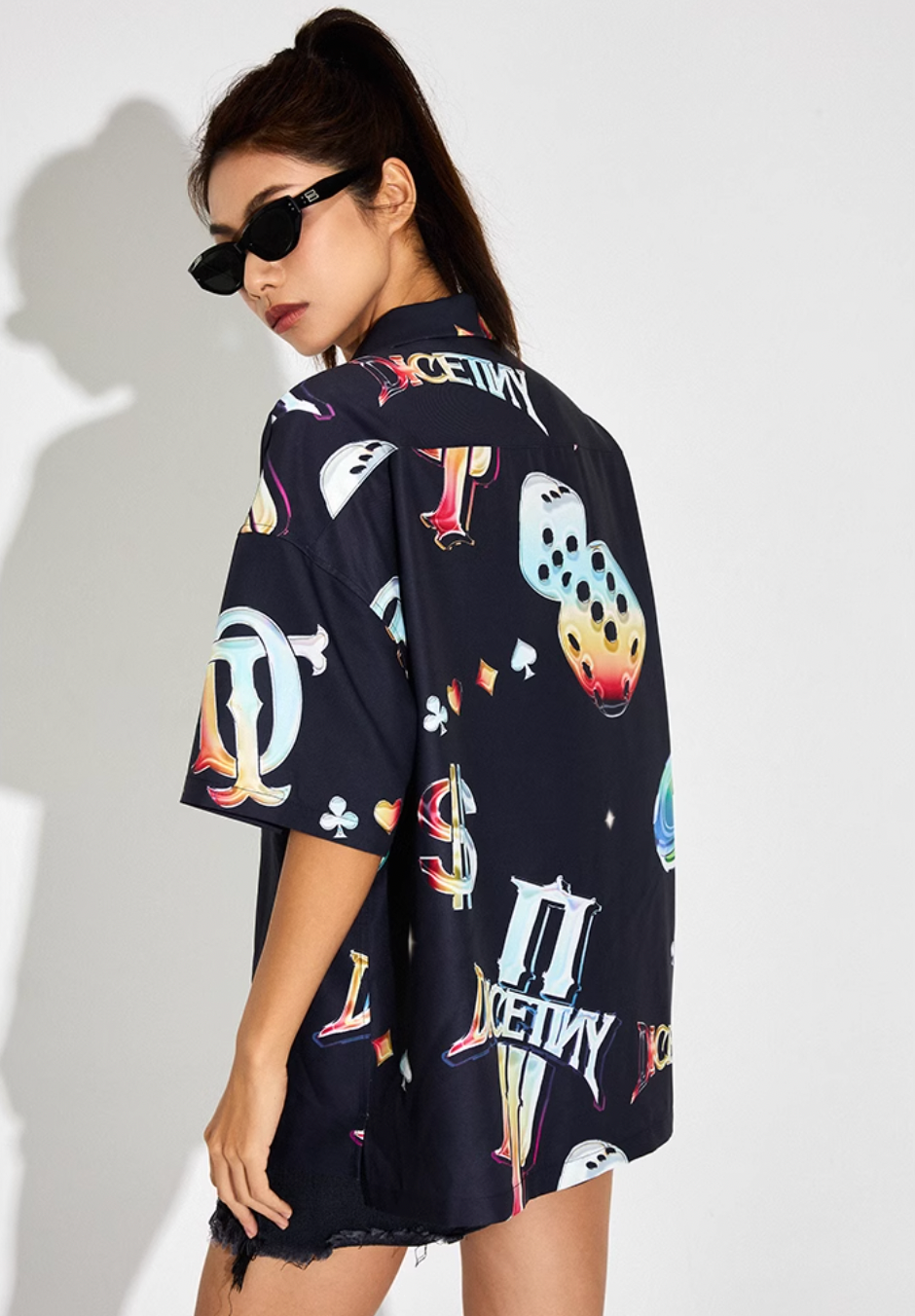 DICETINY Dice Logo Full Print Short Sleeved Cuban Shirt