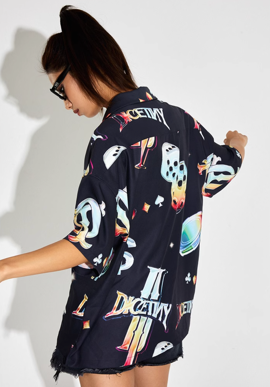 DICETINY Dice Logo Full Print Short Sleeved Cuban Shirt