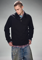 DICETINY Metal Button Long Sleeved Polo Shirt