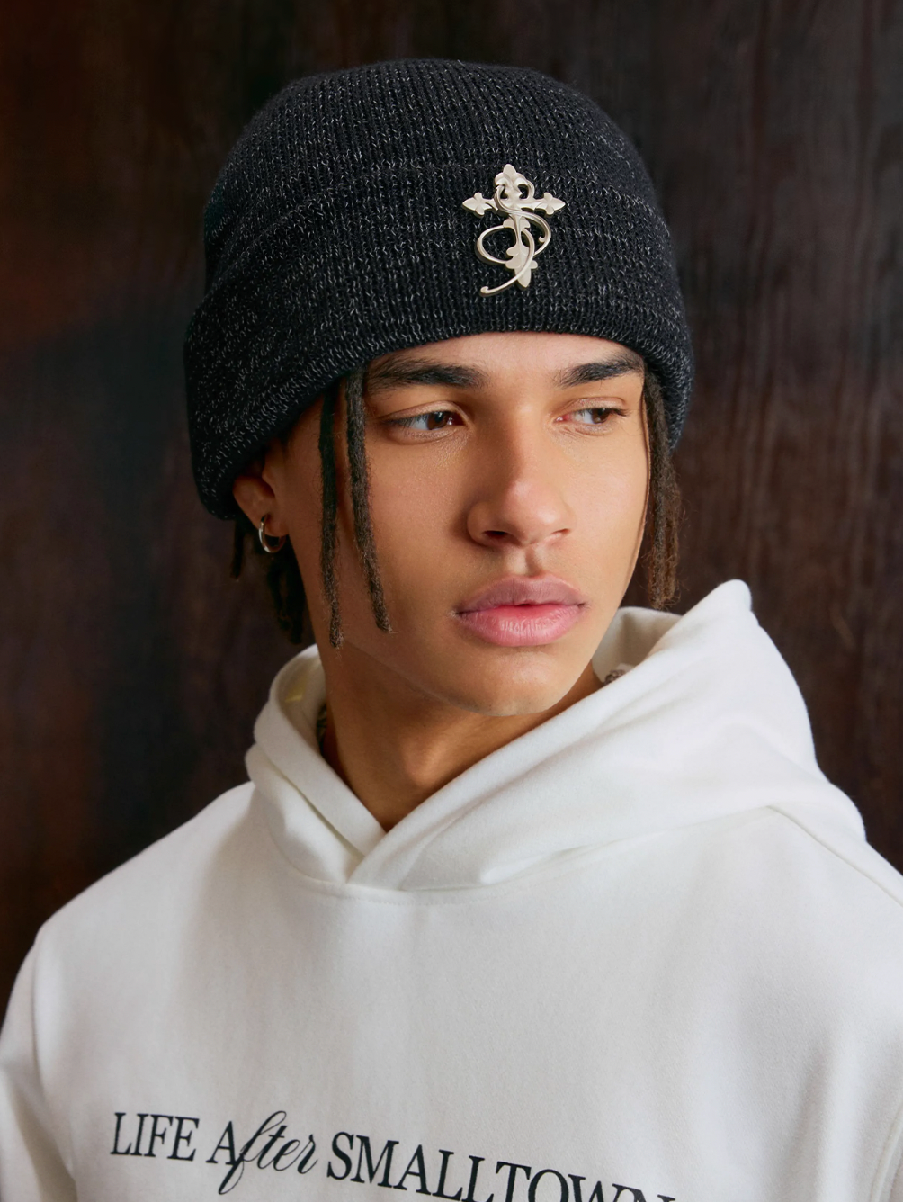 Small Town Kid 3D Metal Logo Beanie
