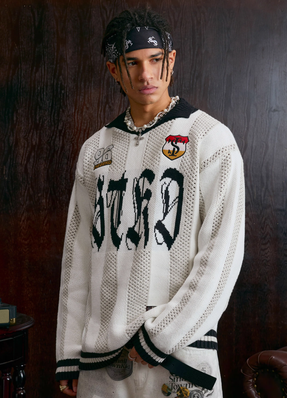 Small Town Kid Striped Knit Polo Sweater