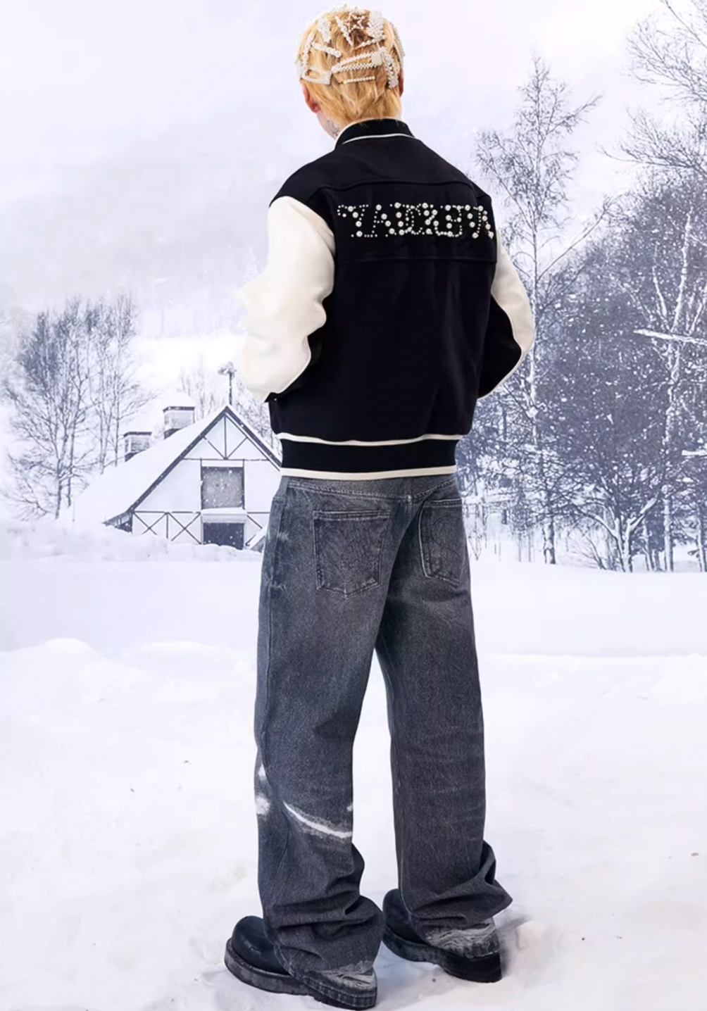YADcrew Pearl Checkerboard Varsity Jacket