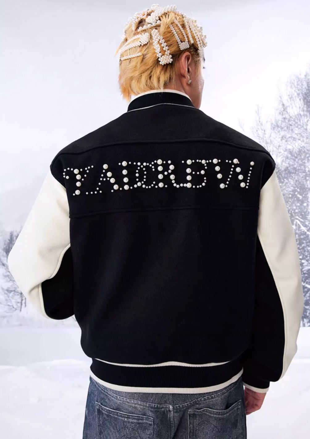 YADcrew Pearl Checkerboard Varsity Jacket