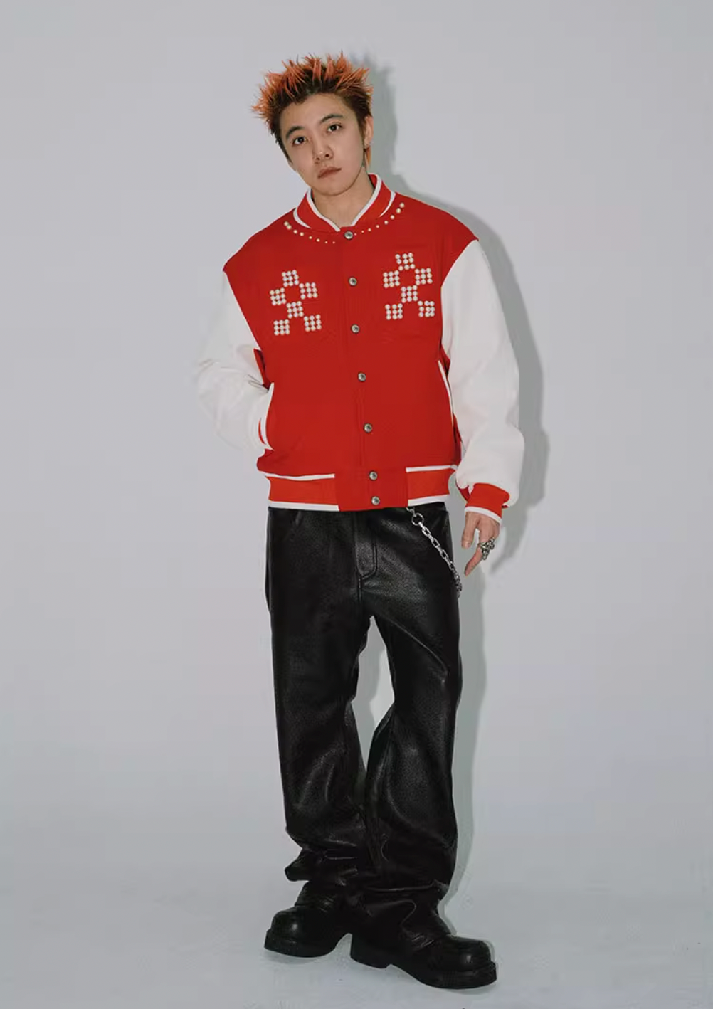 YADcrew Pearl Checkerboard Varsity Jacket