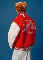 YADcrew Puzzle Snake Pearl Varsity Jacket