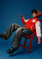 YADcrew Puzzle Snake Pearl Varsity Jacket