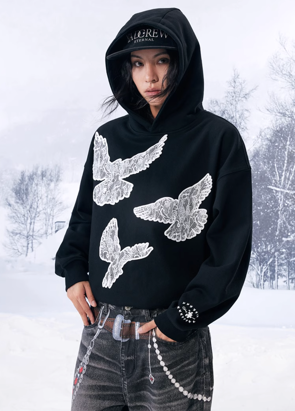 YADcrew Lace Peace Dove Hoodie