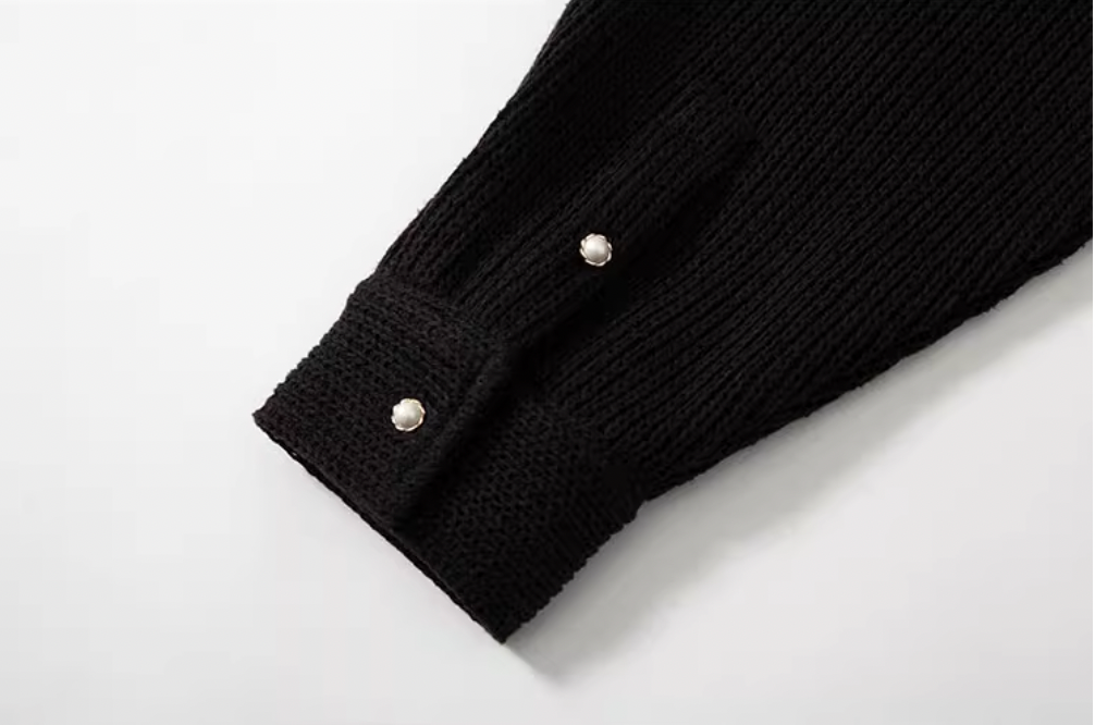 YADcrew Pearl Logo Double Collar Polo Knit Sweater