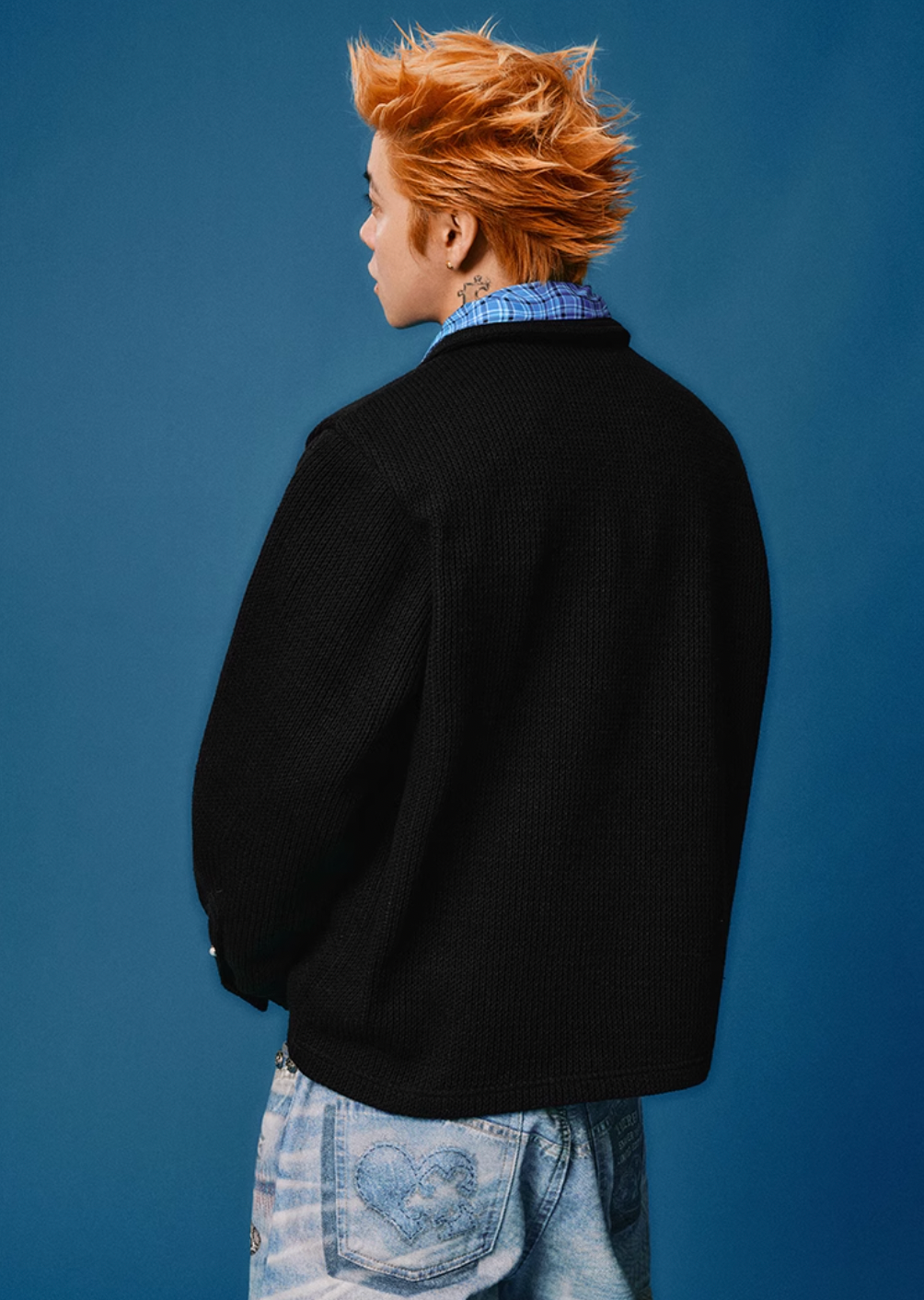 YADcrew Pearl Logo Double Collar Polo Knit Sweater