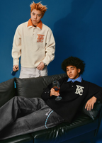 YADcrew Pearl Logo Double Collar Polo Knit Sweater