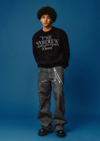 YADcrew Pearl Text Typography Knit Sweater