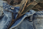 YADcrew Camouflage Splicing Double Waistband Baggy Jeans
