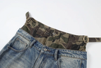 YADcrew Camouflage Splicing Double Waistband Baggy Jeans