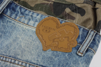 YADcrew Camouflage Splicing Double Waistband Baggy Jeans