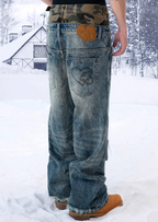YADcrew Camouflage Splicing Double Waistband Baggy Jeans