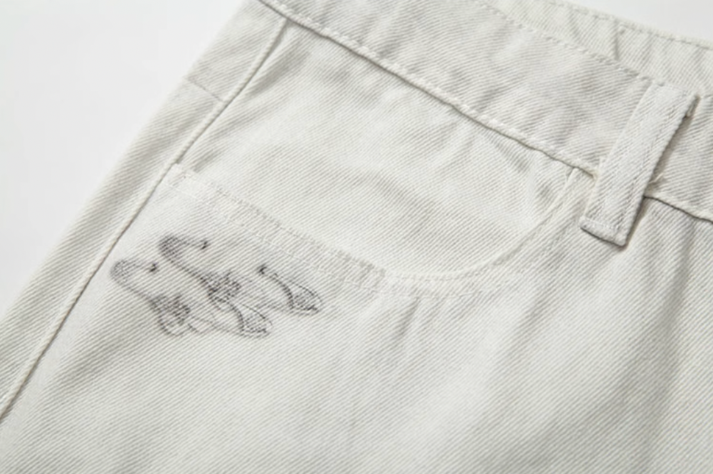 YADcrew Chain Embossed Print Jeans