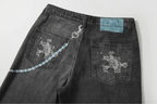YADcrew Chain Embossed Print Jeans