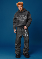 YADcrew Chain Embossed Print Jeans