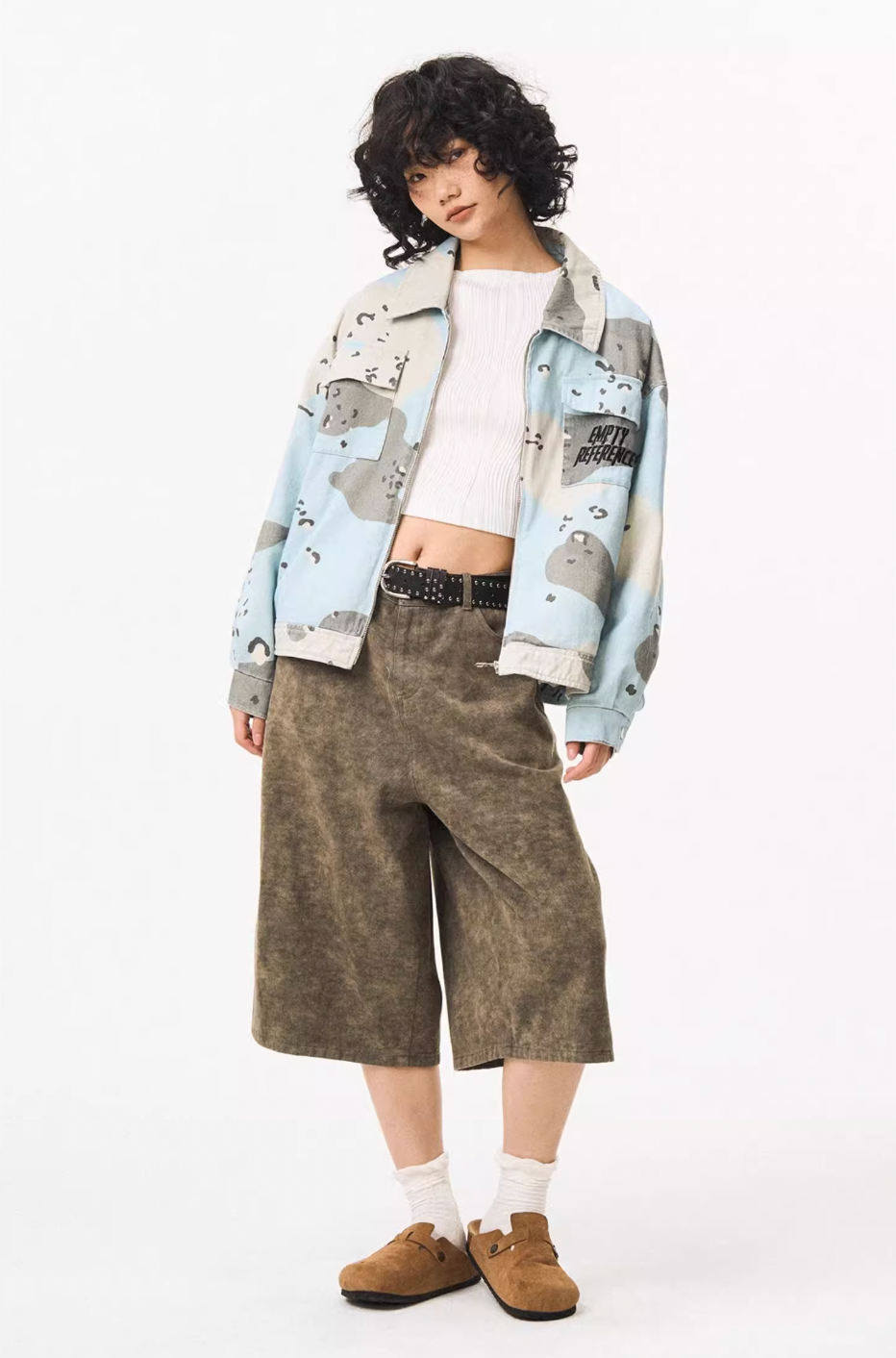 EMPTY REFERENCE Blue Camouflage Pockets Work Jacket