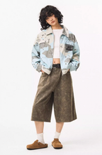 EMPTY REFERENCE Blue Camouflage Pockets Work Jacket